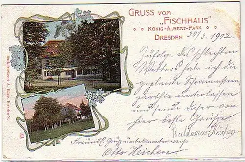 05126 Ak Gruß vom Gasthaus "Fischhaus" Dresden 1902