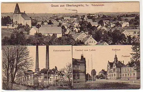 05122 Ak Gruß aus Oberlungwitz Gasthof usw. um 1910