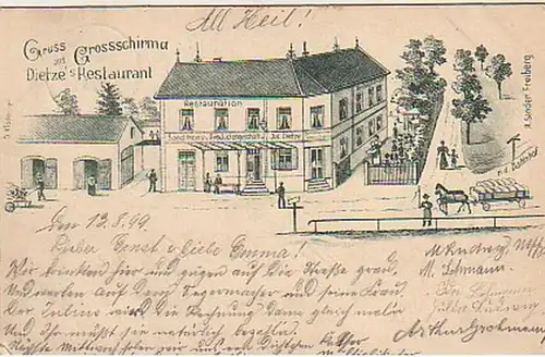 05116 Ak Gruß aus Großschirma Dietzes Restaurant 1899