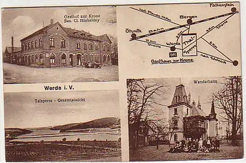 05096 Ak Werda im Vogtland Gasthof zur Krone usw. 1926