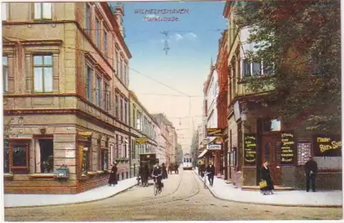 05094 Ak Wilhelmshaven Marktstrasse Straßenbahn um 1910