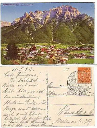 05044 Ak Mittenwald et Karwendel 1922