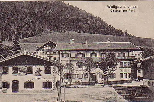 05027 Ak Wallgau a.d. Isar Gasthof zur Post um 1920