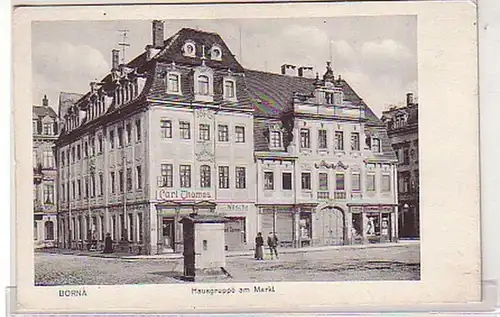 05009 Ak Borna Hausgruppe am Markt um 1920