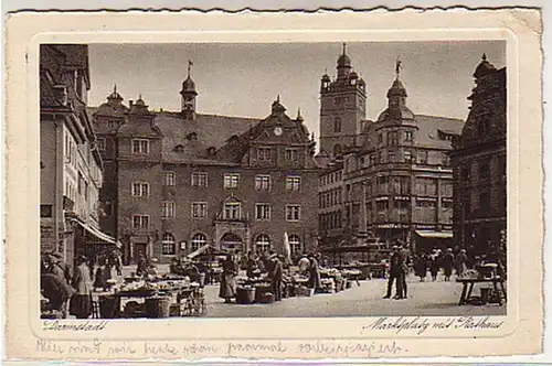 04973 Ak Darmstadt Marktplatz mit Rathaus 1930