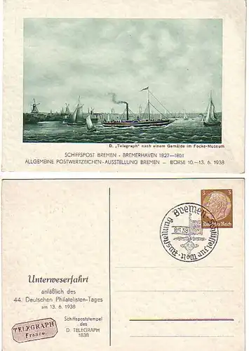 04958 Ak Philatelistentag Unterweserfahrt Bremen 1938