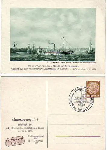 04958 Ak Philatelistentag Visite sous-marine Brême 1938