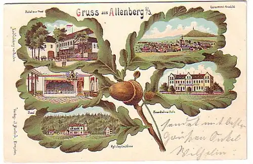 04899 Chêne feuille Ak Lithographie Gruss de Altenberg