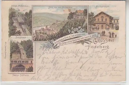 04897 Ak Lithographie Salutation de Heidelberg 1897