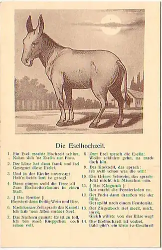 04892 Humor Ak Reim "Die Eselhochzeit" um 1930