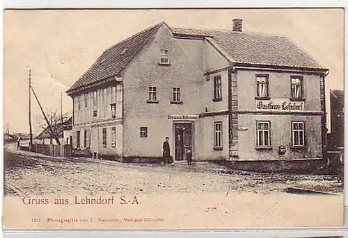 04888 Ak Gruß aus Lehndorf S.-A. Gasthaus 1908