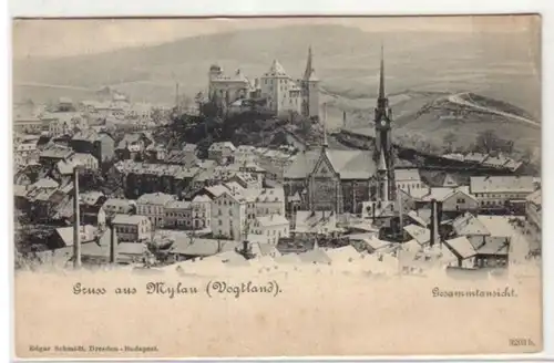 04884 Ak Gruß aus Mylau Gesamtansicht um 1910