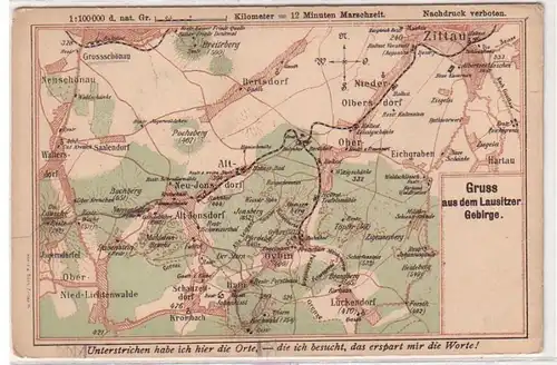 04865 Cartes Ak Salutation de la montagne de Lausitz vers 1900