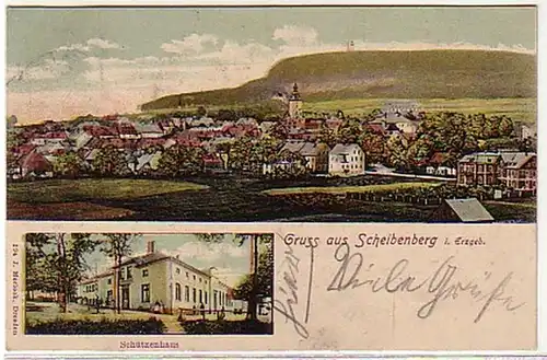 04861 Ak Gruß aus Scheibenberg i. Erzg. Schützenhaus 1907