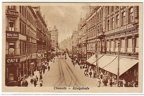 04858 Ak Chemnitz Königstrasse avec des magasins 1926