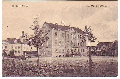 04857 Ak Grätz in Posen alter Markt Rathaus um 1920