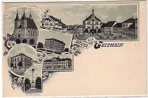 04856 Ak Salutation de la gare de Geithain, etc. vers 1900