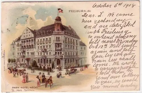 04817 Ak Freiburg im Breisgau Park Hotel Hecht 1908