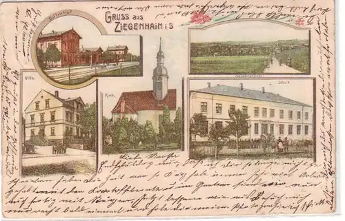 04803 Ak Lithographie Gruß aus Ziegenhals in Sachsen 1899
