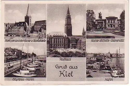 04800 Mehrbild-Ak Kiel Olympia-Hafen usw. um 1940