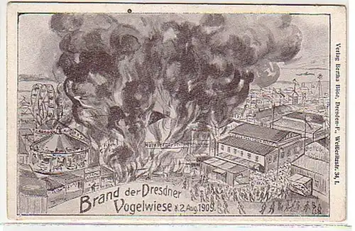04798 Ak Brand der Dresdner Vogelwiese 2. August 1909