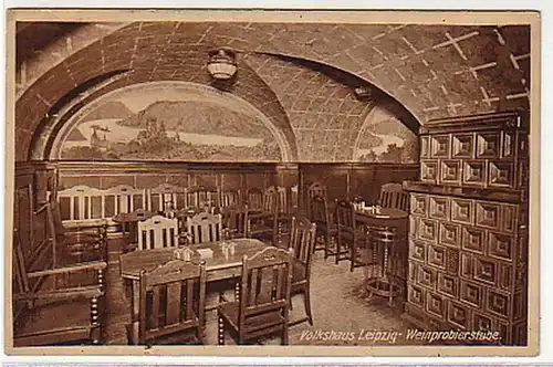 04789 Ak Volkshaus Leipzig Wineprobe Stube vers 1930