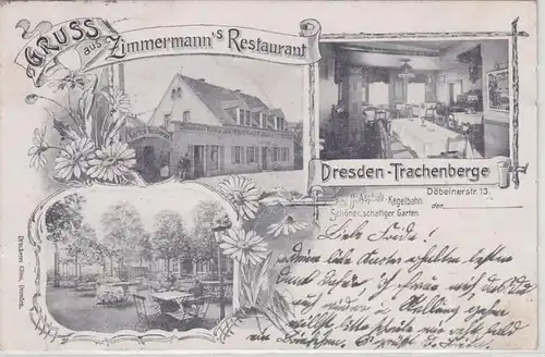 04788 Mehrbild Ak Gruß aus Zimmermann's Restaurant Dresden Trachenberge 1903