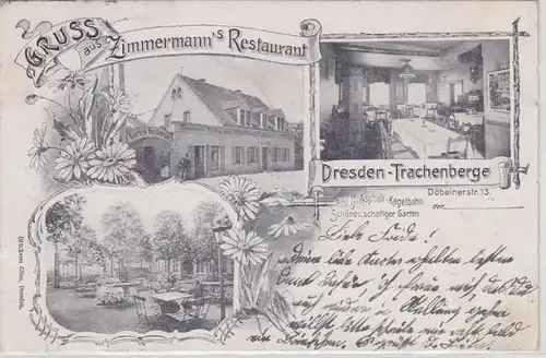 04788 Multi-image Ak Salutation de Zimmermann's Restaurant Dresden Trachenberge 1903