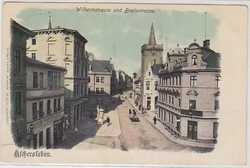 04742 Ak Aschersleben Wilhelmstrasse et Breitestrasse 1915