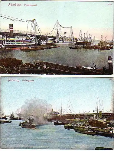 04731/2 Ak Hamburg Hafenpartie, Petersenquai um 1910
