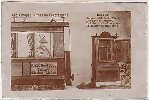 04728 Ak Gruß aus Eckersbach! Humor mit Zug um 1910