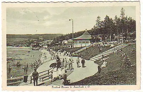 04724 Ak piscine extérieure Brunn bei Auerbach im Vogtland 1929