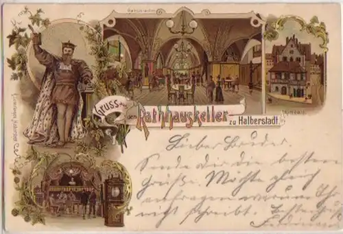 04720 Ak Lithographie Gruss aus Halberstadt 1898