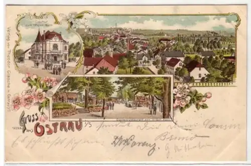 04716 Ak Lithographie Salutation de Ostrava in Sa. 1899