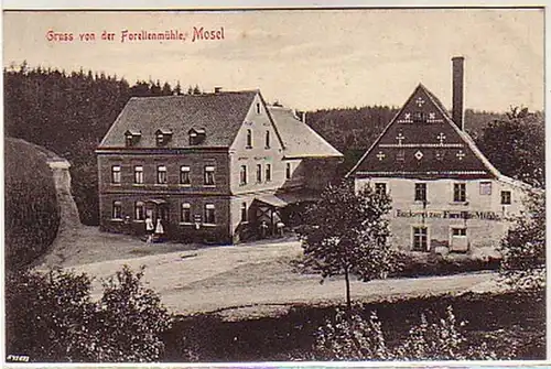 04704 Ak Gruß von der Forellenmühle Mosel 1907