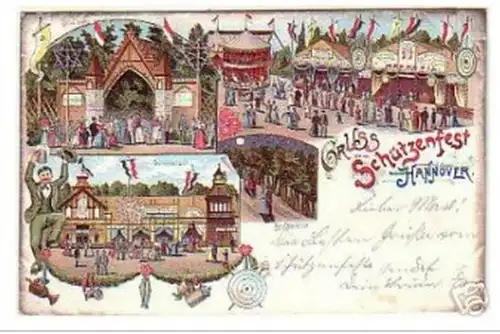 04689 Litho Ak Gruß vom Schützenfest Hannover 1902