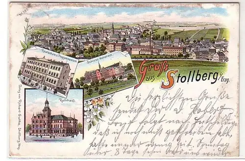 04656 Ak Lithographie Salutation de Stollberg i. März. 1897