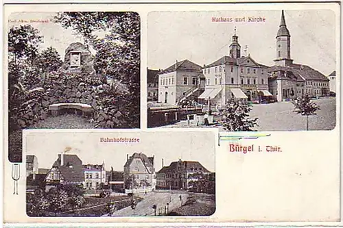04652 Ak Bürgel in Thuringen Bahnhofstrasse, etc. 1913
