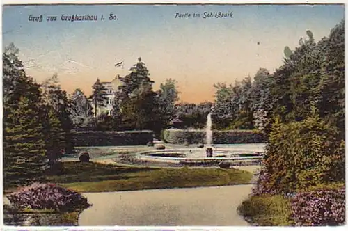 04650 Ak Gruß aus Großhartau in Sa. Schloßpark um 1920