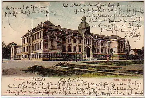 04619 Präge Ak Zwickau in Sachsen Ingenieurschule 1906