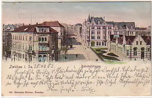 04612 Ak Zwickau in Sachsen Bahnhofstrasse 1903