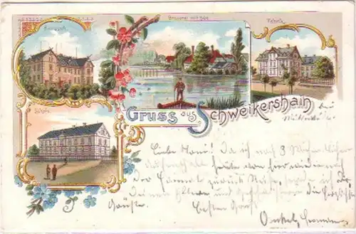 04575 Ak Lithographie Gruß aus Schweikershain 1907