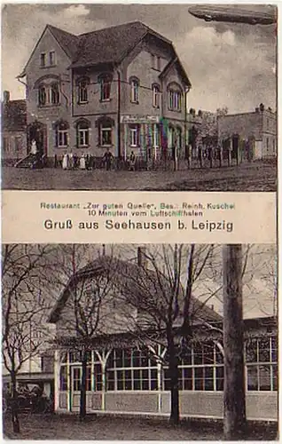 04569 Ak Salutation de Seehausen b. Leipzig Zeppelin 1917