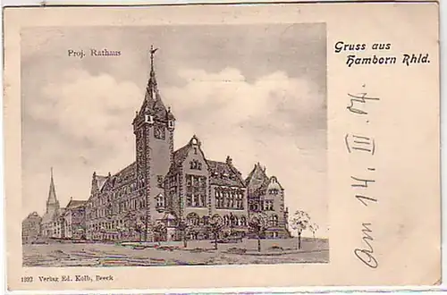 04546 Ak Gruss de Hamborn Rhld. Hôtel de ville 1904