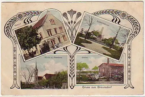 04534 Mehrbild Ak Gruß aus Breunsdorf Gasthof usw. 1912