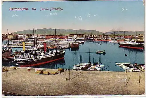 04488 Ak Espagne Vue du port de Barcelone vers 1915