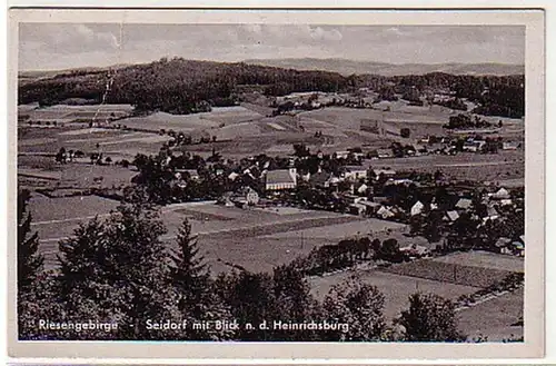 04484 Ak Riesengebirge Seidorf mit Blick Heinrichsburg