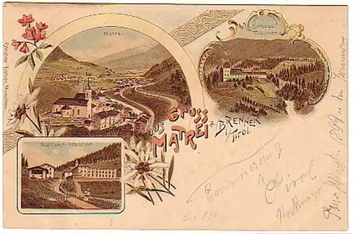 04418 Ak Lithographie Salutation de Matrei au Tyrol vers 1900