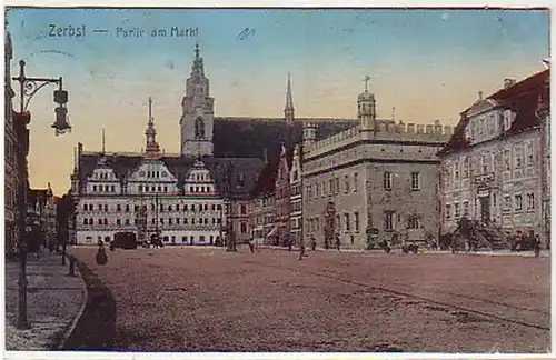 044115 Ak Zerbst marché avec Hôtel Anhalt 1922