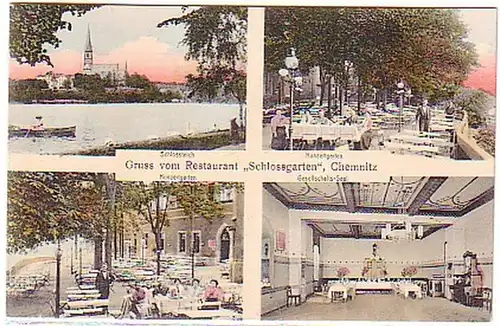 04412 Ak Gruß vom Restaurant Schloßgarten Chemnitz 1910